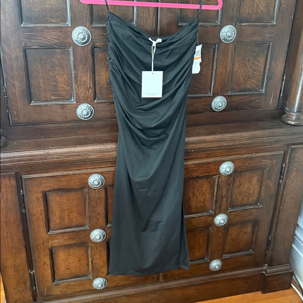 Nina Black Strapless Draped Dress